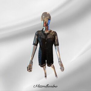 Alloy Apparel Black Lace Short Sleeve Romper